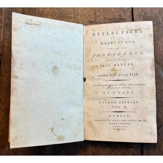 Rustic European Antique Leather Book - Reflections on the Works of God and His Providence Throughout All of Nature - 1792 For Sale - Image 3 of 5