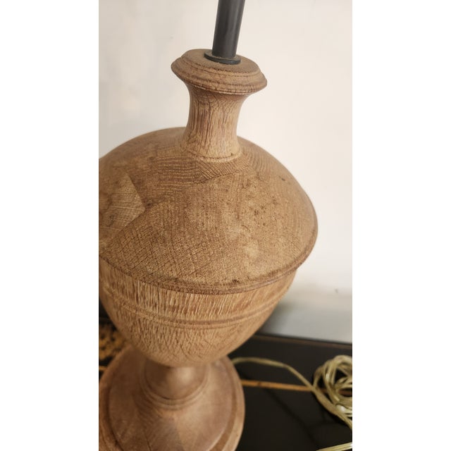 Vintage Natural Wood Urn Table Lamps, Turned Solid Oak / Ash Style - a Pair For Sale - Image 11 of 18