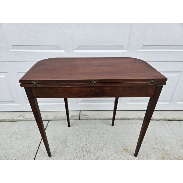 Brown Georgian Square Mahogany Flip Top Console Game Table For Sale - Image 8 of 16