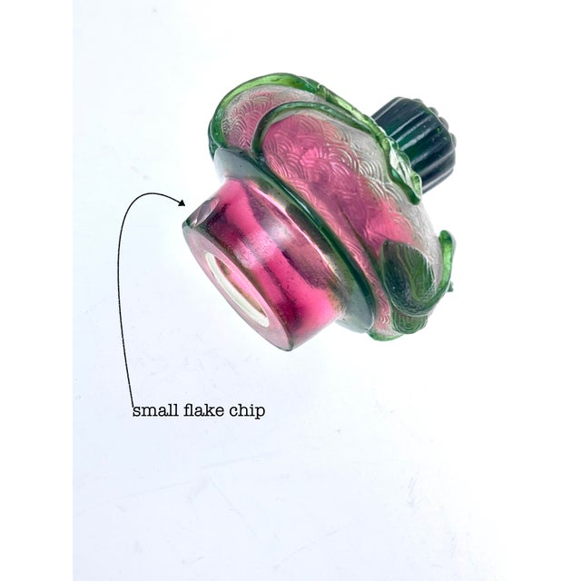 Glass Early 20th Century Carved Pink & Green Cameo Peking Glass Jar For Sale - Image 7 of 7