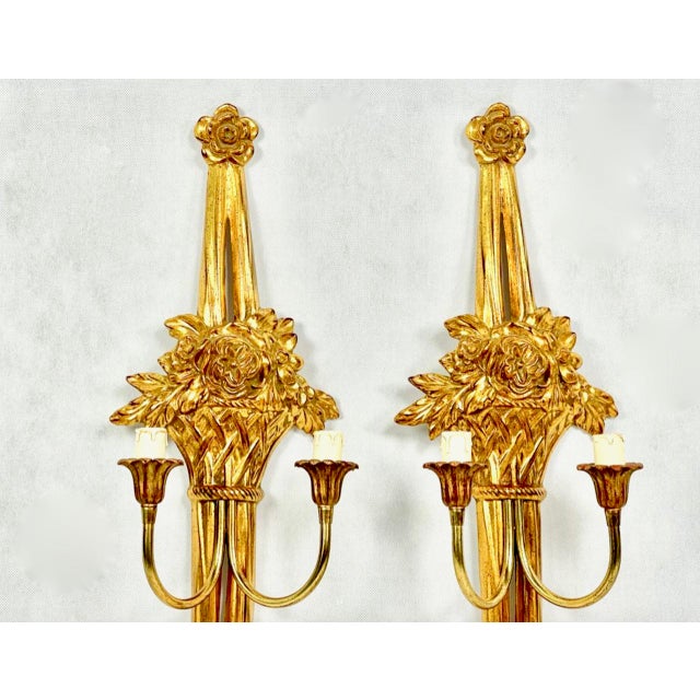 Vintage Belgian Louis XVI Style Gold Wall Lamps, 1990s, Set of 2 For Sale - Image 10 of 12