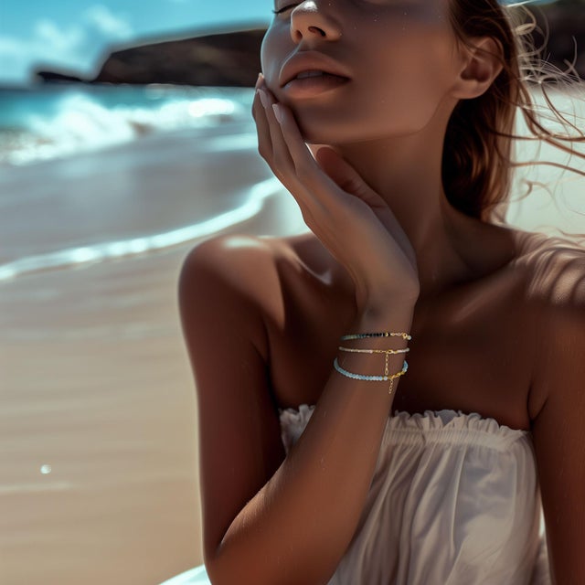 Wrap your wrist in mystique with this labradorite and 14K gold bracelet from Bombyx House, igniting your inner fire and...