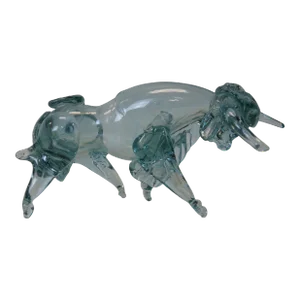 Vintage Italian Murano Style Hand Blown Blue Art Glass Rodeo Bull Sculptural