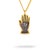 Gold Energy Flow Hamsa Hand Evil Eye Pendant Gold Chain Necklace For Sale - Image 8 of 8