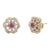 14 Karat Yellow Gold Floral Ruby and Diamond Earrings, A Pair For Sale