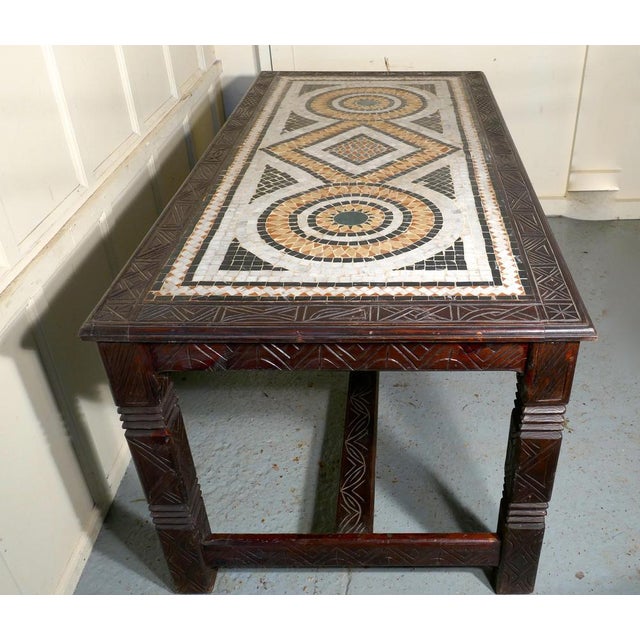 Mediterranean Colourful Mosaic Top Dining Table, 1910 For Sale - Image 4 of 12