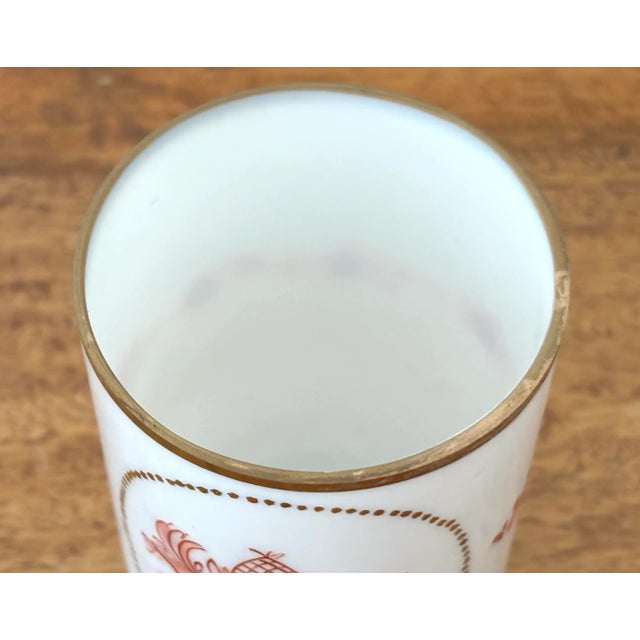 Early 20th Century Semi Opaque Glass Vessel Cup With Hand-Painted Fruit Bowl Motif For Sale - Image 6 of 8