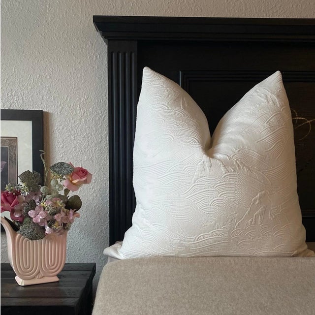 Add a pop of white with this classic rolling hills Asian Chinoiserie pattern. Made of a soft 100% Italian cotton matelasse...