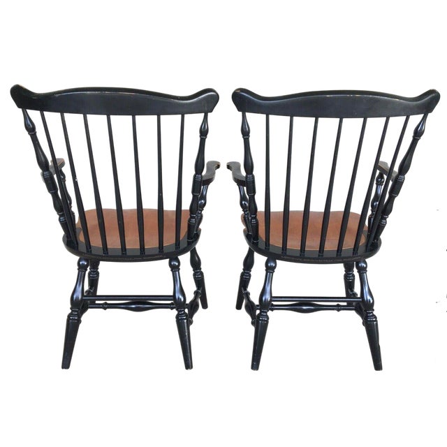 Hitchcock L. Hitchcock Solid Maple and Stencilled Set of 4 Harvest Black Fan Back Dining Chairs - Vintage Mid 20th Century For Sale - Image 4 of 6