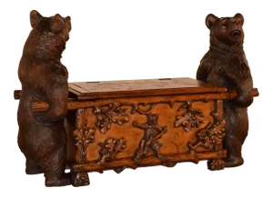 19th C. Black Forest Carved Bear Bench