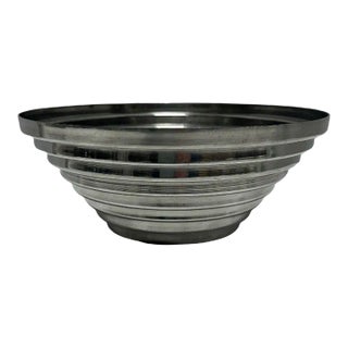 1980's Vintage Post Modern Stainless Steel Devo Maya Bowl Pewtertone by Mann For Sale
