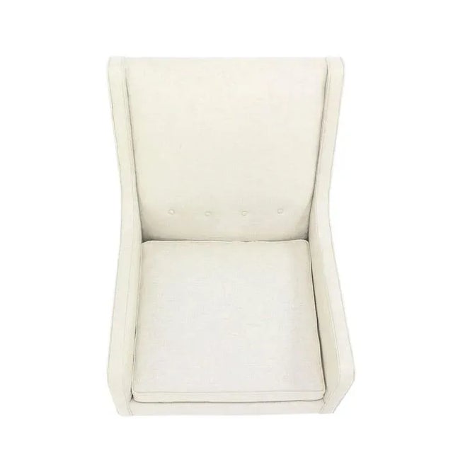 Early 20th Century New White Linen Upholstery Mid-Century Modern Lounge Chair For Sale - Image 5 of 8