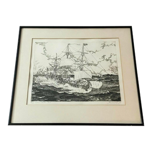 Signed Alan B. McKnight Maritime Etching ‘h.m.s. Boston, 1749’ – Limited Edition 42/100
