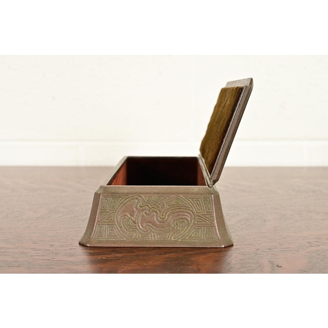 Tiffany Studios New York Chinese Pattern Bronze Large Jewelry Box, Circa 1910 For Sale - Image 10 of 15