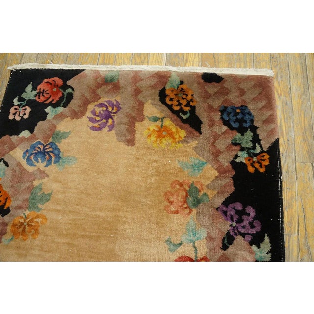 1920s Tan Camel Floral Antique Chinese Art Deco Rug 3' X 4'8'' by Nichols Workshop Wool Knotted Carpet For Sale In New York - Image 6 of 8