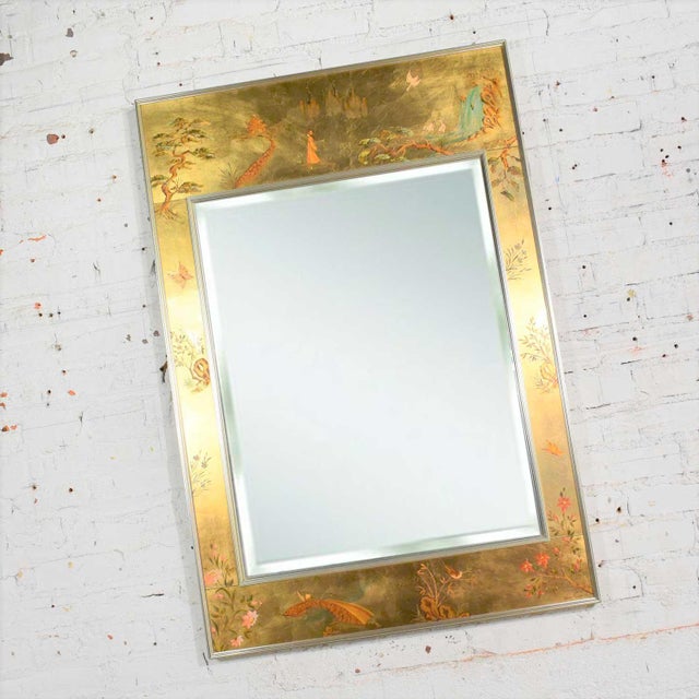 Vintage Églomisé Reverse Painted Chinoiserie GoldTone Wall Mirror La Barge Attribution Chairish