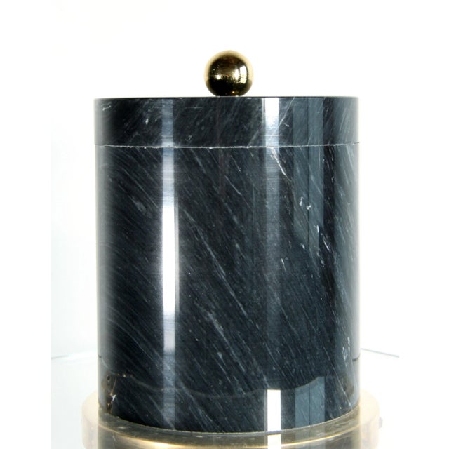 1980's Contemporary Solid Black Marble & Brass Ice Bucket For Sale In Providence - Image 6 of 11