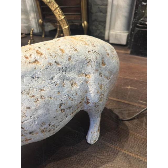 Painted White Cast Iron Pigs, Set of 2 For Sale - Image 11 of 15