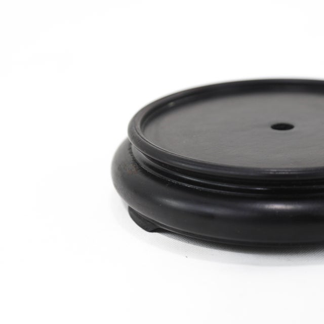 Burnt Umber Pair of 5'' Chinese Carved Rosewood Pedestal Display Bases/Stand With Center Hole For Sale - Image 8 of 9