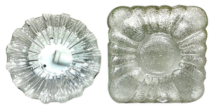 Round and Square Clear Glass Flush Mounts, 1960s, Set of 2