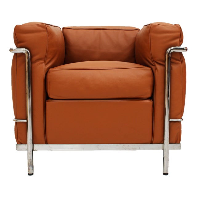 Modernist LC2 Lounge Chair in Brown Leather by Le Corbusier for Cassina, Italy, 1980 For Sale