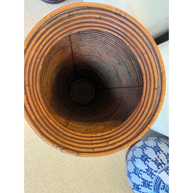 1980s Vintage Large Pencil Reed Floor Vase/Urn For Sale - Image 5 of 6