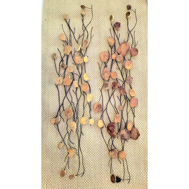 Wood Organic Mid Century Modern Style Slim Tall Raw Wood Branch Wall Art Sculptures Hangings- a Pair For Sale - Image 7 of 7
