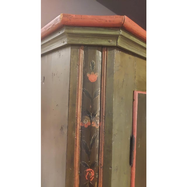 18th-Century Central European Hand-Painted Wedding Armoire — Folk Art Bauernschrank With Portrait Medallions For Sale - Image 12 of 15