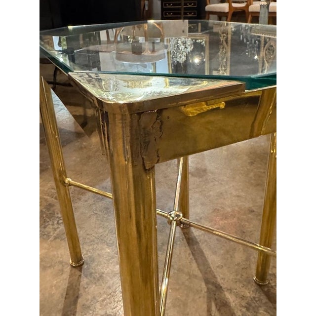 Pair of Italian Regency Style Brass and Glass Side Tables For Sale In Dallas - Image 6 of 6