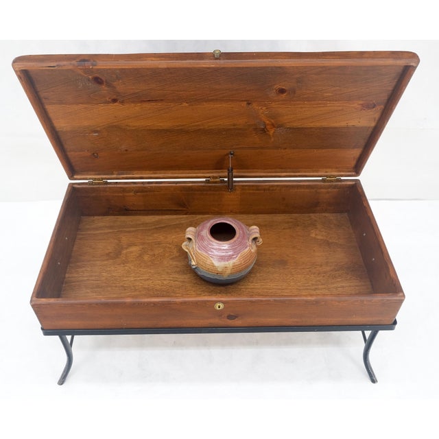 Vintage Hope Chest Storage Box on Metal Frame Box For Sale - Image 9 of 15