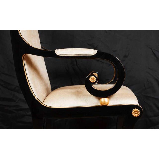 Empire French Armchair in Black Lacquer For Sale - Image 4 of 12