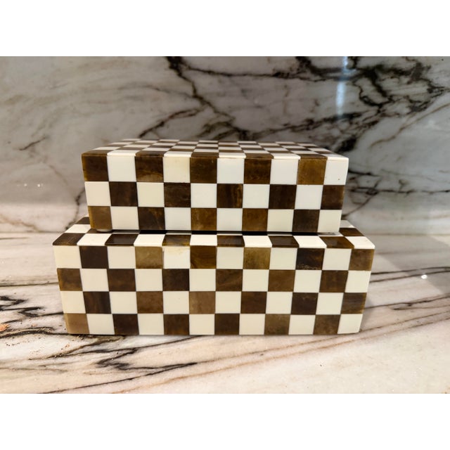 Wood Wood & Resin Inlaid Boxes, Pair For Sale - Image 7 of 7
