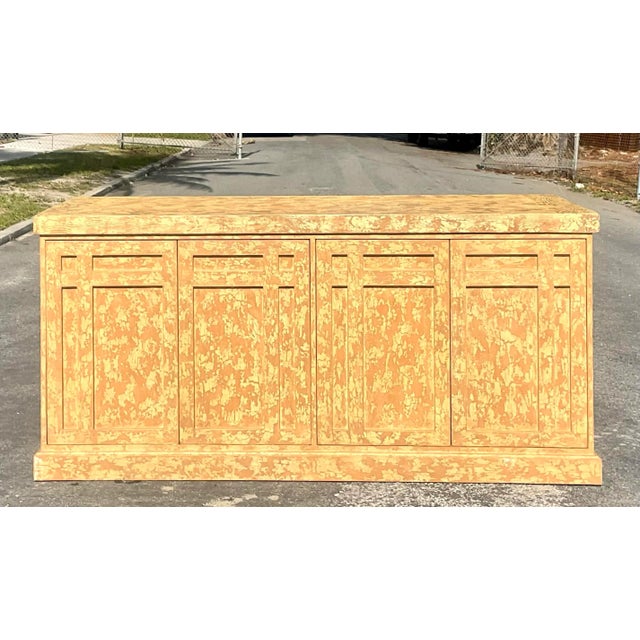 Fantastic vintage rustic credenza. Monumental in size and presence. Distressed finish and beautiful Millwork design. Lots...
