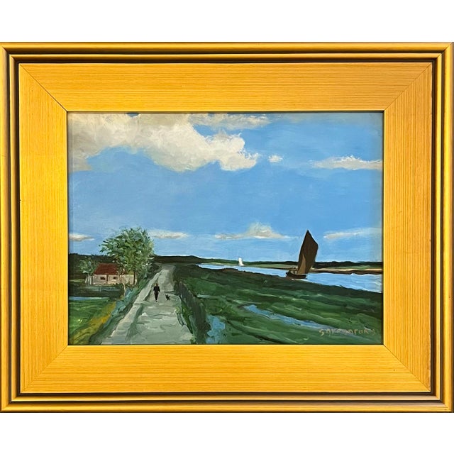 Oil Painting of a Netherlandish Landscape by Satori Gregorakis For Sale