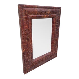 Large Variegated Coconut Tortoiseshell Wood Enrique Garcel Style Rectangular Wall Mirror For Sale