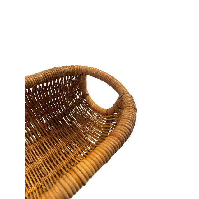1970s Long Handwoven Wicker Basket For Sale - Image 4 of 8