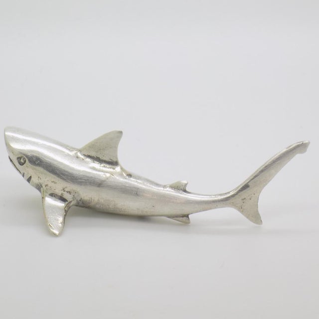 Vintage Italian Handmade Silver Shark Figurine, Arezzo, Italy, 1970s For Sale - Image 3 of 12