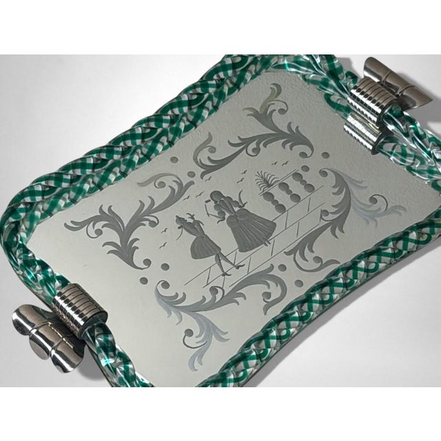 Mid 20th Century Murano Barovier Style Vanity Tray With Hand-Engraved Mirror 2 For Sale - Image 5 of 18