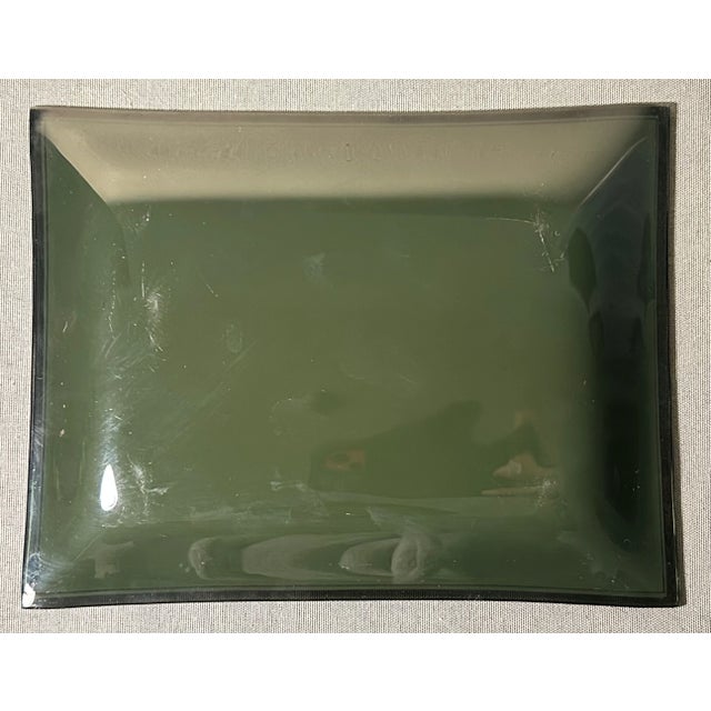 American Vintage 1970’s New Orleans LeBlanc-Parr Inc. Harrison Line Gulf of Mexico Steamship Motif Smoked Glass Trinket Dish For Sale - Image 3 of 3