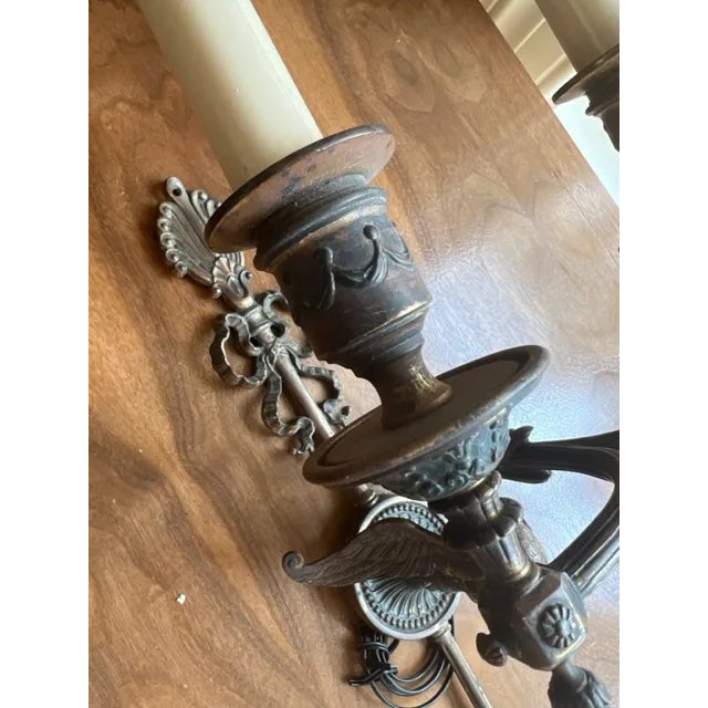 Early 20th Century Pair of Early 20th Century Empire Sconces For Sale - Image 5 of 9