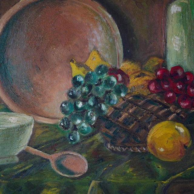 Mid 20th Century 20th Century Vintage Primitive Still Life – Oil on Board For Sale - Image 5 of 13
