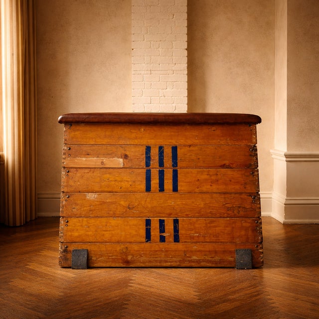 Vintage Swedish Gym Vaulting Box in Wood and Leather, 1940s For Sale - Image 4 of 7