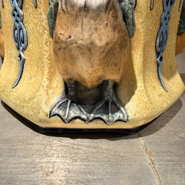 Ceramic Art Nouveau Majolica Ceramic Planter Cachepot Jardinière Ducks For Sale - Image 7 of 14
