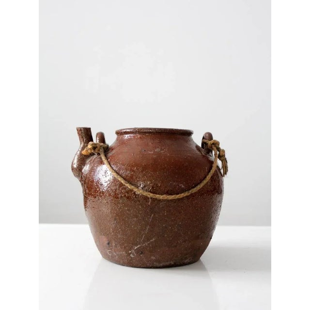 Late 19th Century Antique Earthenware Water Pot With Rope Handle For Sale - Image 5 of 7