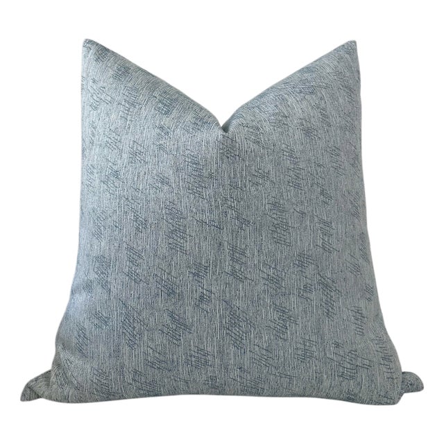 Thatched Performance Pillow Cover in Aqua For Sale