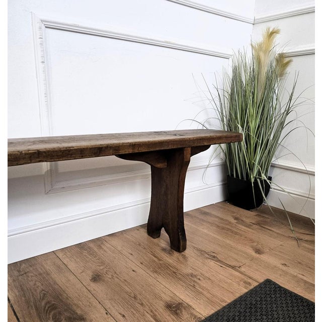 Antique Rustic Italian Wooden Bench, 1890s For Sale - Image 6 of 10