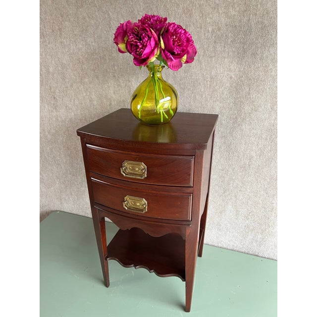 Vintage Continental Furniture Federal Style Solid Mahogany Nightstand With Drawers and Shelf For Sale - Image 11 of 12