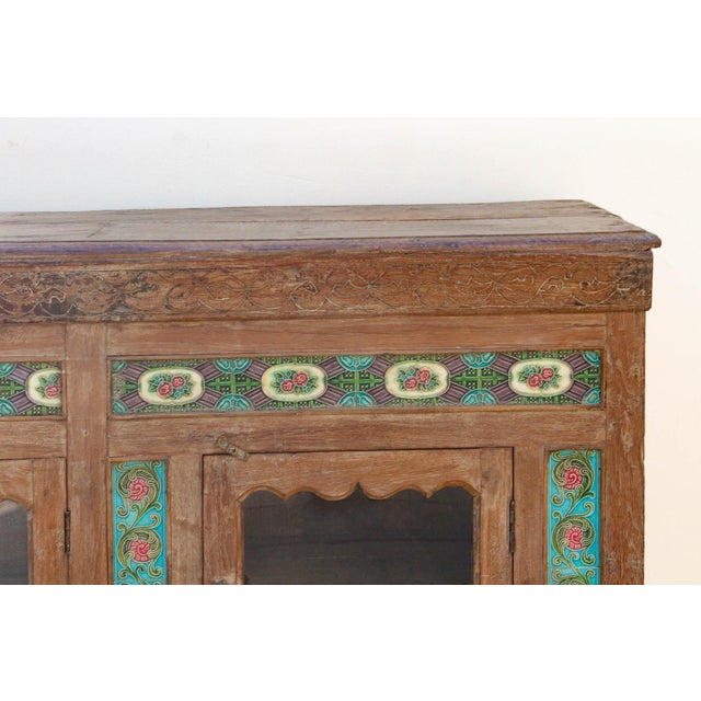 Early 20th Century Antique Indo-Portuguese Tile Colonial Sideboard For Sale - Image 5 of 13