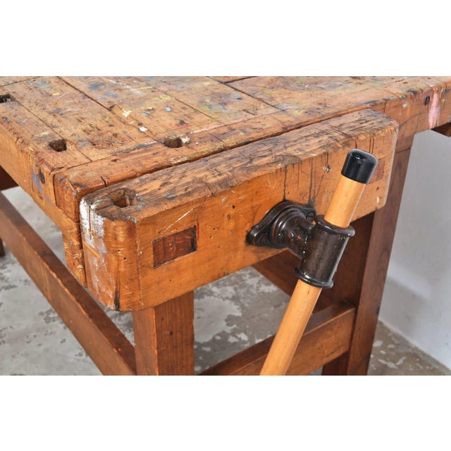 Vintage Carpenters Workbench in Beech from Nooitgedagt, 1950s For Sale - Image 11 of 13