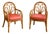 Vintage Rattan Petal Fan-Back Armchairs With Coral Pink Cushions — Pair For Sale